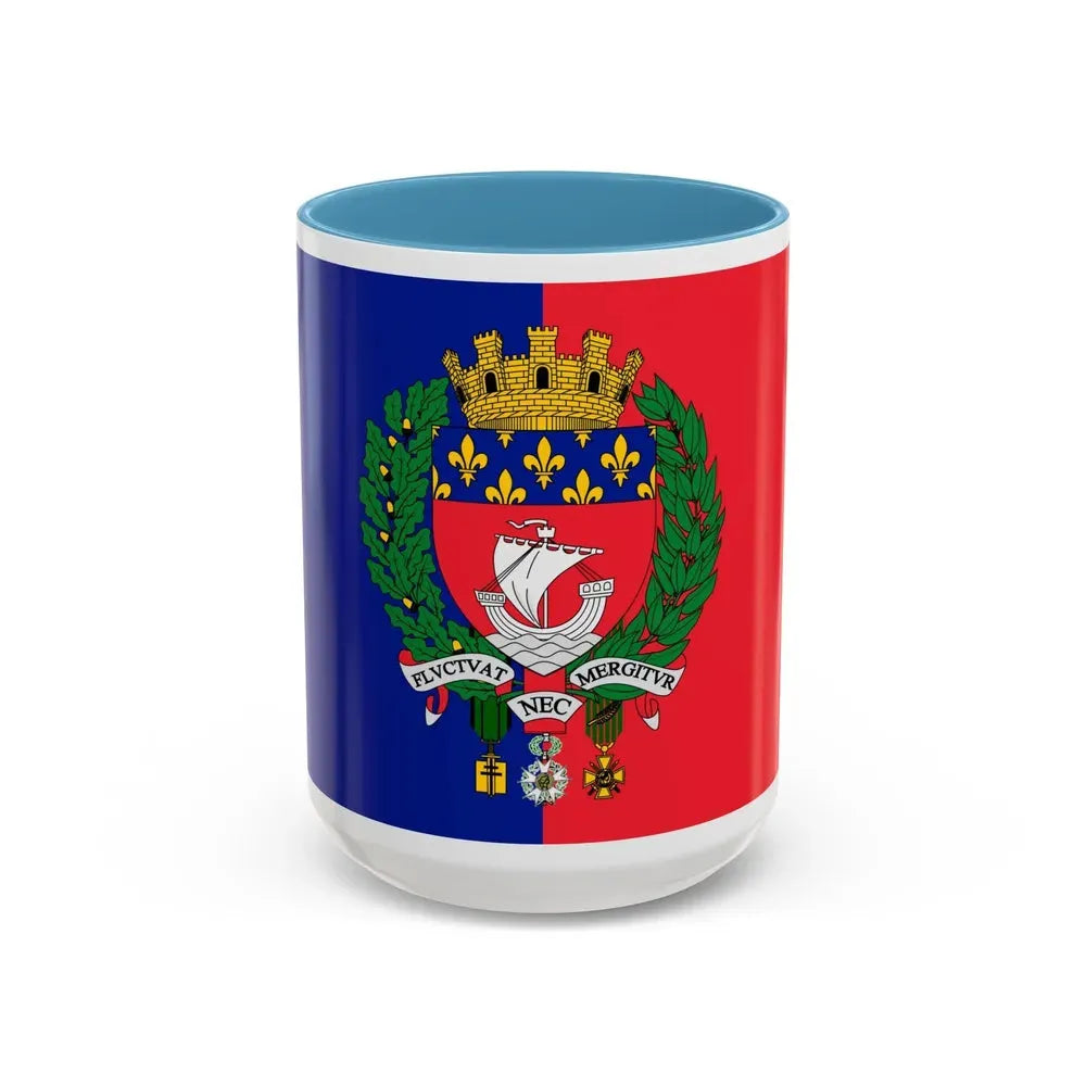 Flag of Paris France - Accent Coffee Mug 15oz Light Blue - Go Mug Yourself