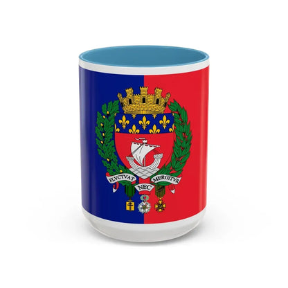 Flag of Paris France - Accent Coffee Mug 15oz Light Blue - Go Mug Yourself