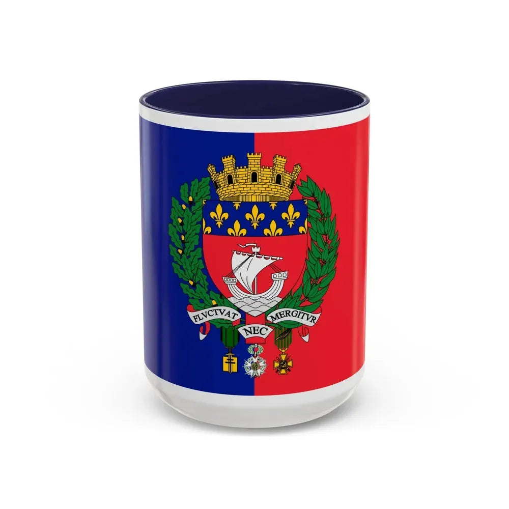 Flag of Paris France - Accent Coffee Mug 15oz Navy - Go Mug Yourself