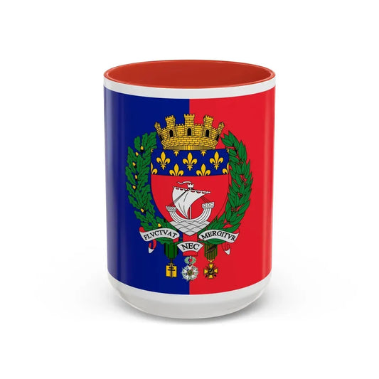 Flag of Paris France - Accent Coffee Mug 15oz Red - Go Mug Yourself