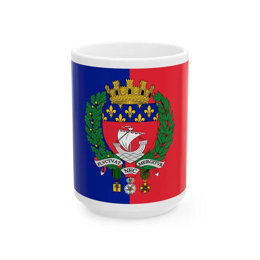 Flag of Paris France - White Coffee Mug 15oz - Go Mug Yourself