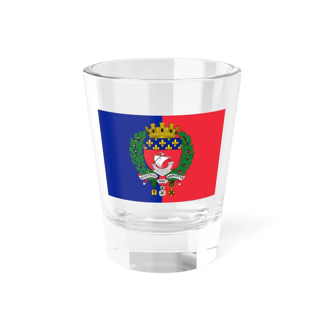 Flag of Paris with coat of arms (France) Shot Glass 1.5oz 1.5oz - Go Mug Yourself