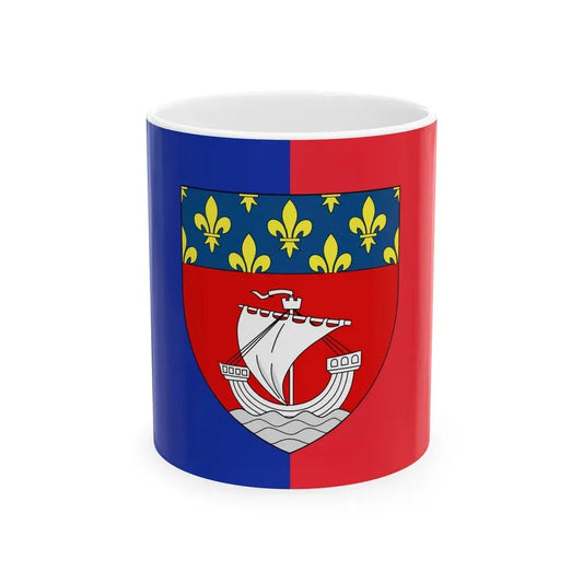 Flag of Paris with shield (France) White Coffee Mug 11oz - Go Mug Yourself