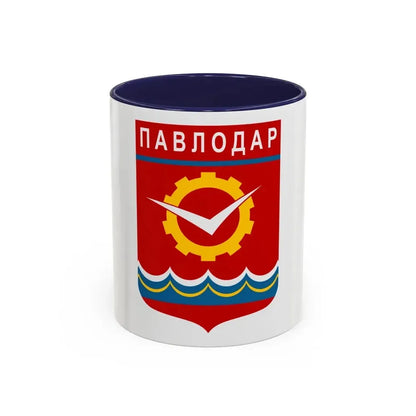 Flag of Pavlodar Kazakhstan - Accent Coffee Mug 11oz Navy - Go Mug Yourself