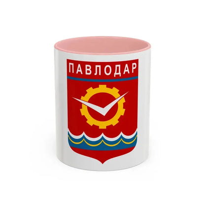 Flag of Pavlodar Kazakhstan - Accent Coffee Mug 11oz Pink - Go Mug Yourself