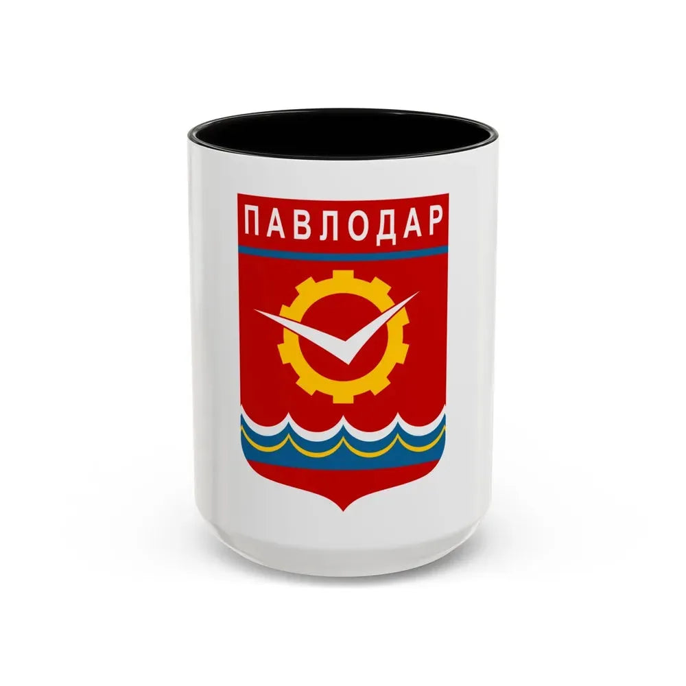 Flag of Pavlodar Kazakhstan - Accent Coffee Mug 15oz Black - Go Mug Yourself