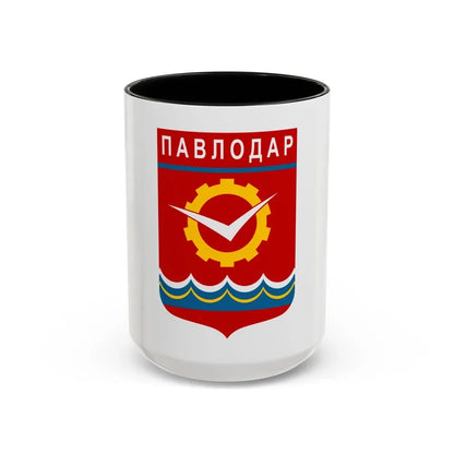 Flag of Pavlodar Kazakhstan - Accent Coffee Mug 15oz Black - Go Mug Yourself