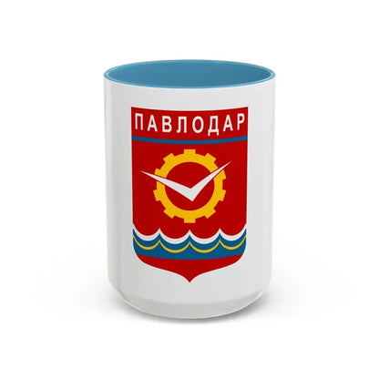 Flag of Pavlodar Kazakhstan - Accent Coffee Mug 15oz Light Blue - Go Mug Yourself
