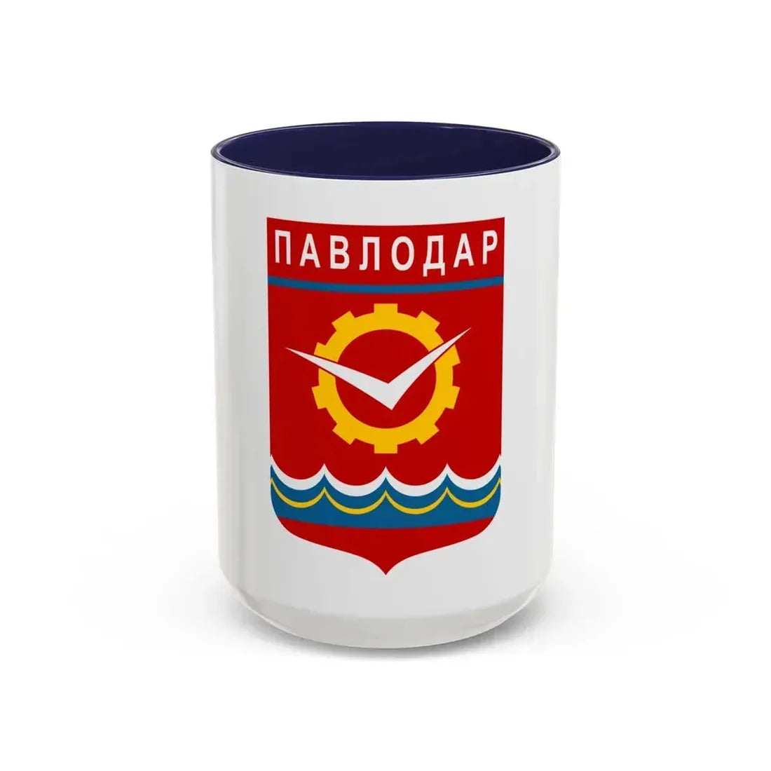 Flag of Pavlodar Kazakhstan - Accent Coffee Mug 15oz Navy - Go Mug Yourself