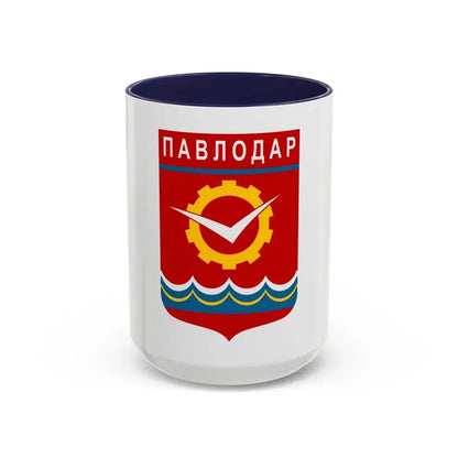 Flag of Pavlodar Kazakhstan - Accent Coffee Mug 15oz Navy - Go Mug Yourself