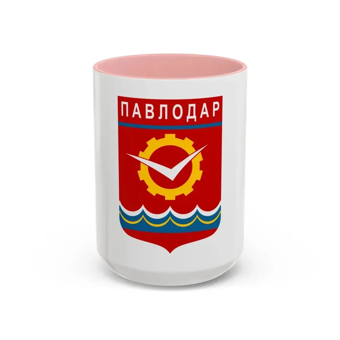 Flag of Pavlodar Kazakhstan - Accent Coffee Mug 15oz Pink - Go Mug Yourself