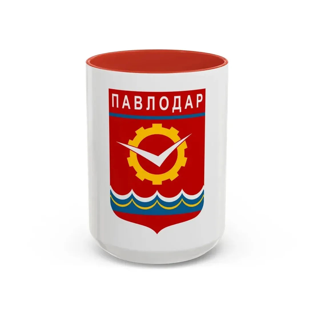 Flag of Pavlodar Kazakhstan - Accent Coffee Mug 15oz Red - Go Mug Yourself
