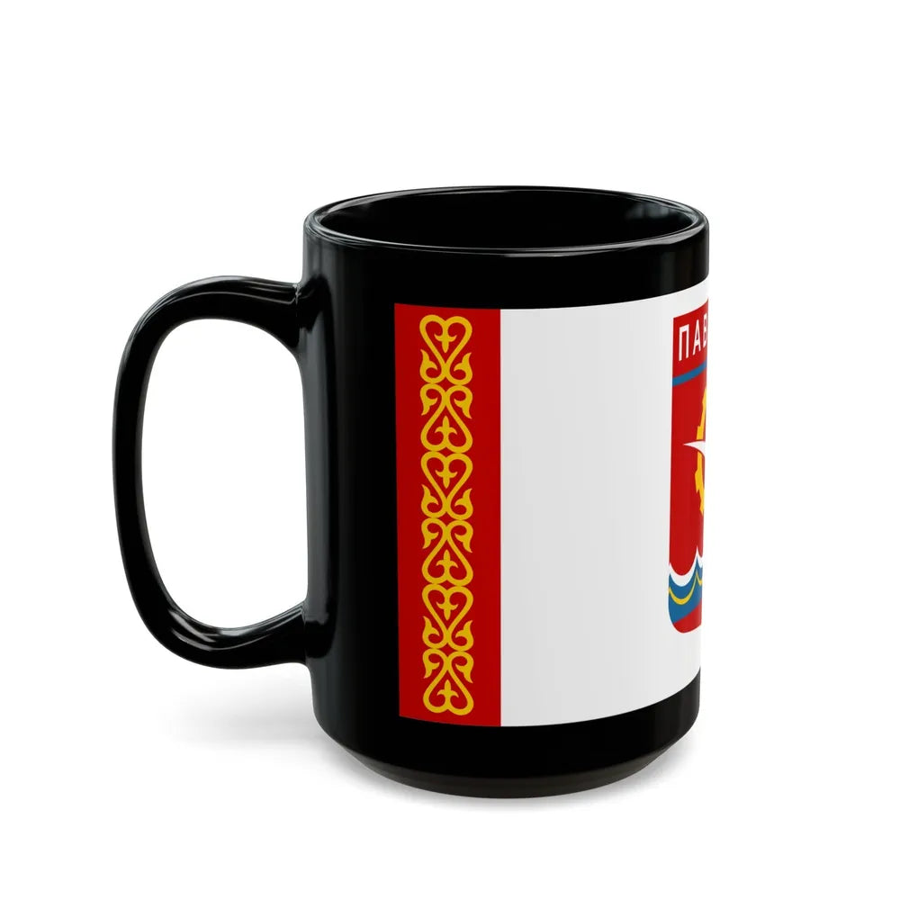 Flag of Pavlodar Kazakhstan - Black Coffee Mug-Go Mug Yourself