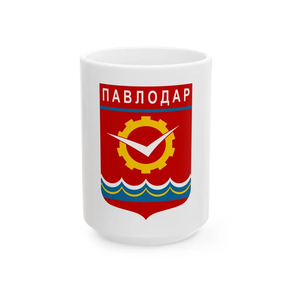 Flag of Pavlodar Kazakhstan - White Coffee Mug-15oz-Go Mug Yourself