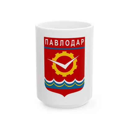 Flag of Pavlodar Kazakhstan - White Coffee Mug 15oz - Go Mug Yourself