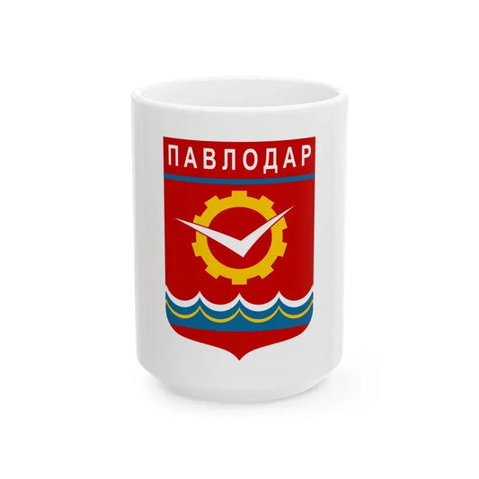 Flag of Pavlodar Kazakhstan - White Coffee Mug 15oz - Go Mug Yourself