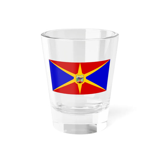 Flag of Pehčevo Municipality North Macedonia (North Macedonia) Shot Glass 1.5oz 1.5oz - Go Mug Yourself