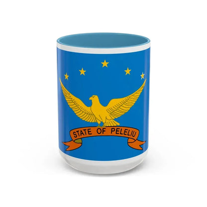Flag of Peleliu Palau - Accent Coffee Mug 15oz Light Blue - Go Mug Yourself