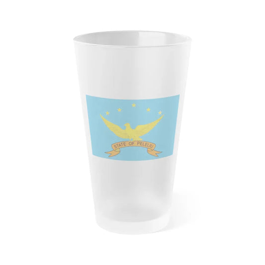 Flag of Peleliu Palau - Frosted Pint Glass 16oz 16oz Frosted - Go Mug Yourself