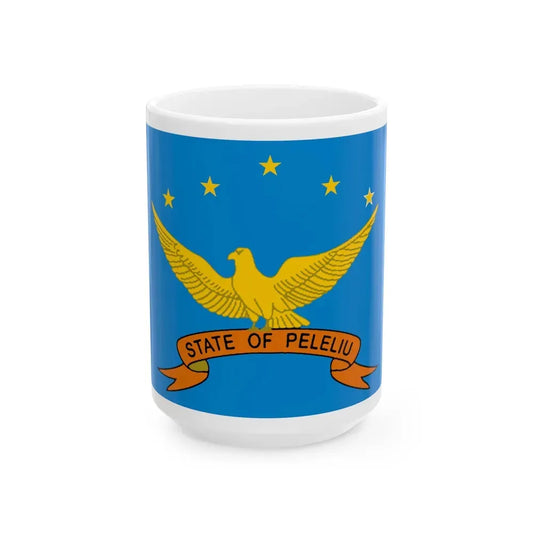 Flag of Peleliu Palau - White Coffee Mug 15oz - Go Mug Yourself