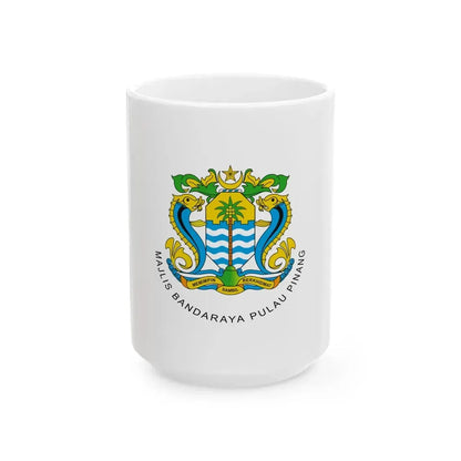 Flag of Penang Island City Council (Malaysia) White Coffee Mug 15oz - Go Mug Yourself