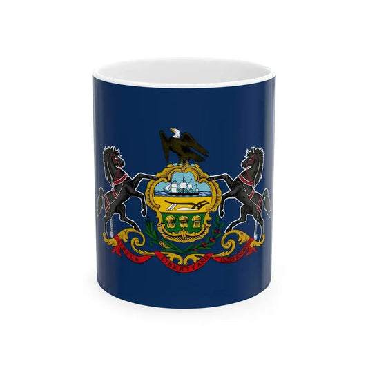 Flag of Pennsylvania 3-2 (United States) White Coffee Mug 11oz - Go Mug Yourself