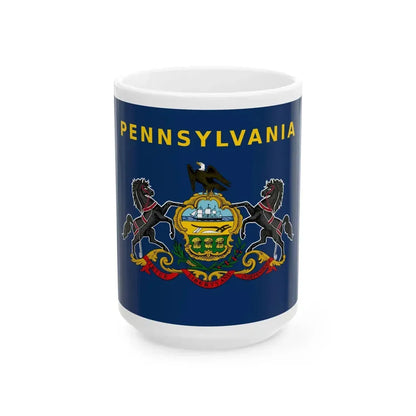 Flag of Pennsylvania with name added above 2004 Proposal (United States) White Coffee Mug 15oz - Go Mug Yourself