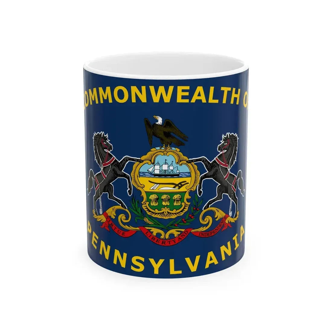 Flag of Pennsylvania with Yellow Lettering 2007 Proposal (United States) White Coffee Mug 11oz - Go Mug Yourself