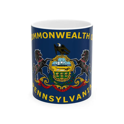 Flag of Pennsylvania with Yellow Lettering 2007 Proposal (United States) White Coffee Mug 11oz - Go Mug Yourself