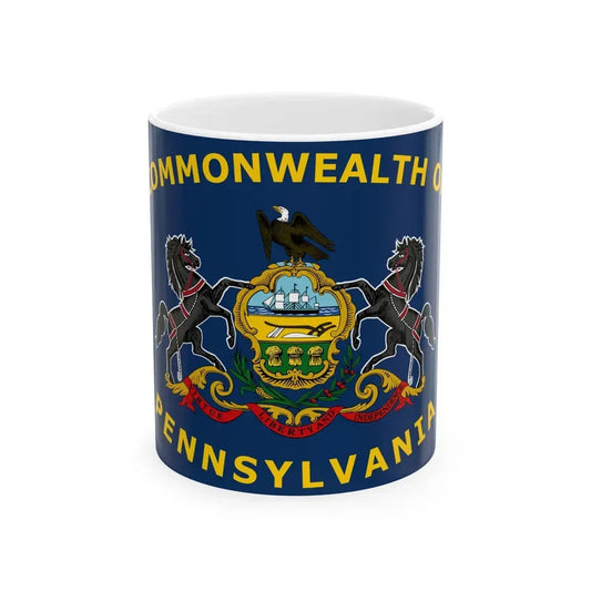 Flag of Pennsylvania with Yellow Lettering 2007 Proposal (United States) White Coffee Mug 11oz - Go Mug Yourself