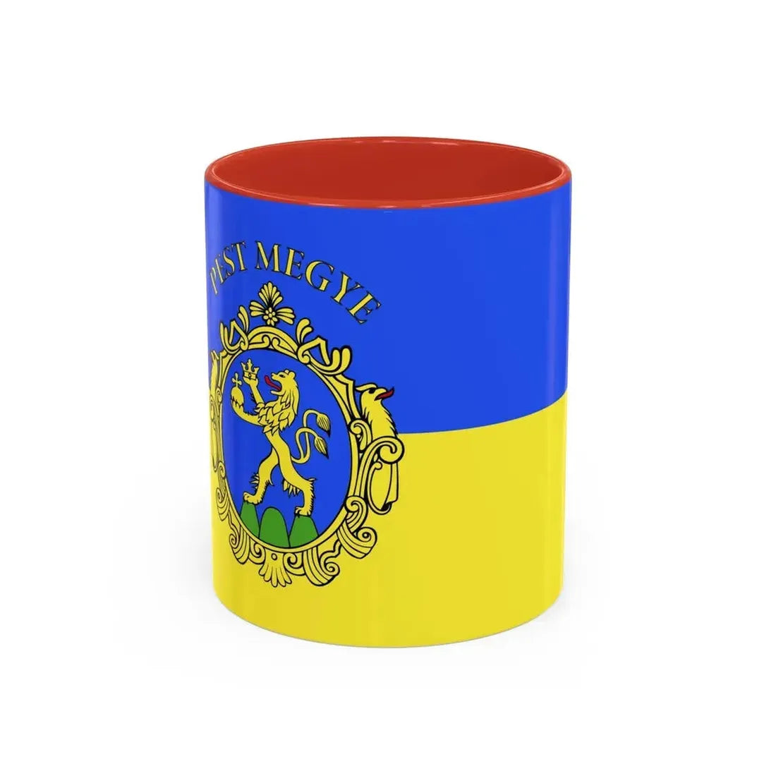 Flag of Pest County Hungary - Accent Coffee Mug 11oz Red - Go Mug Yourself