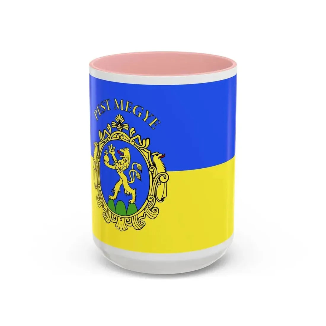 Flag of Pest County Hungary - Accent Coffee Mug 15oz Pink - Go Mug Yourself