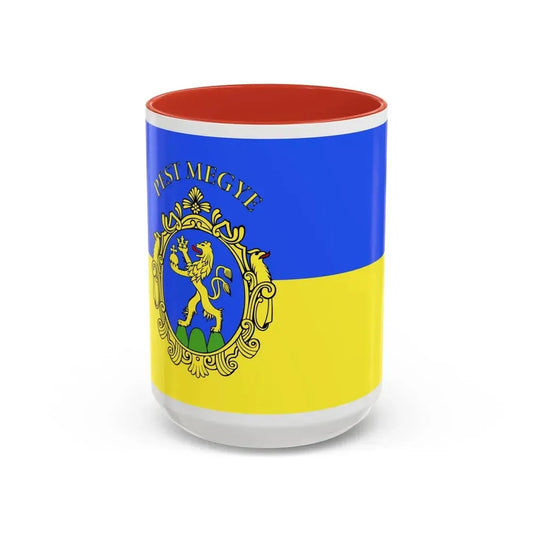 Flag of Pest County Hungary - Accent Coffee Mug 15oz Red - Go Mug Yourself