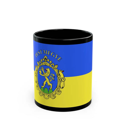 Flag of Pest County Hungary - Black Coffee Mug-11oz-Go Mug Yourself