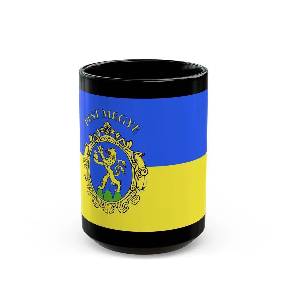 Flag of Pest County Hungary - Black Coffee Mug-15oz-Go Mug Yourself