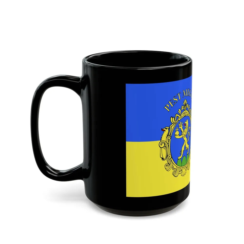 Flag of Pest County Hungary - Black Coffee Mug-Go Mug Yourself