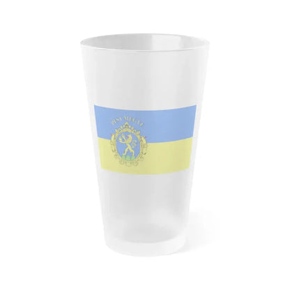 Flag of Pest County Hungary - Frosted Pint Glass 16oz 16oz Frosted - Go Mug Yourself