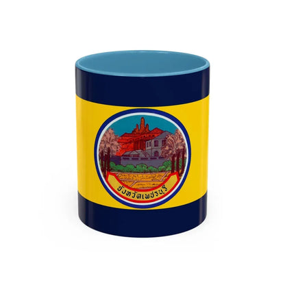 Flag of Petchaburi Province Thailand - Accent Coffee Mug 11oz Light Blue - Go Mug Yourself