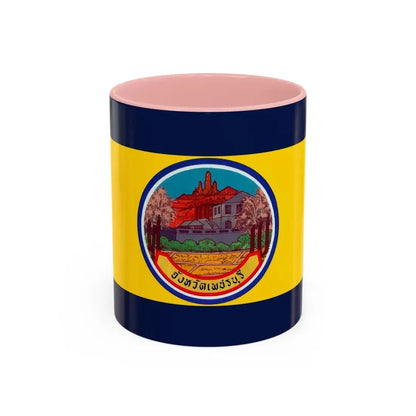 Flag of Petchaburi Province Thailand - Accent Coffee Mug 11oz Pink - Go Mug Yourself