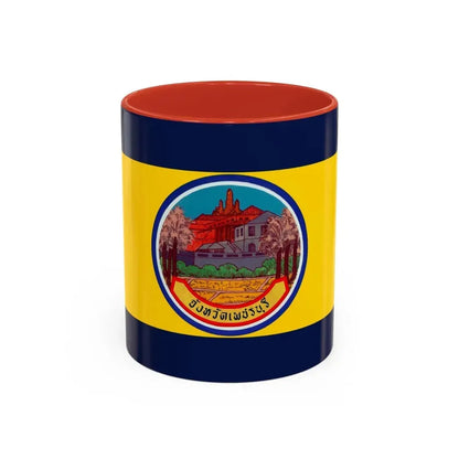 Flag of Petchaburi Province Thailand - Accent Coffee Mug 11oz Red - Go Mug Yourself