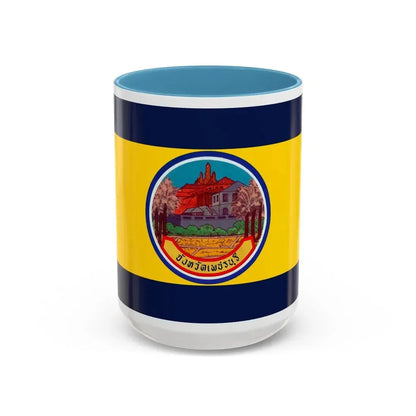 Flag of Petchaburi Province Thailand - Accent Coffee Mug 15oz Light Blue - Go Mug Yourself