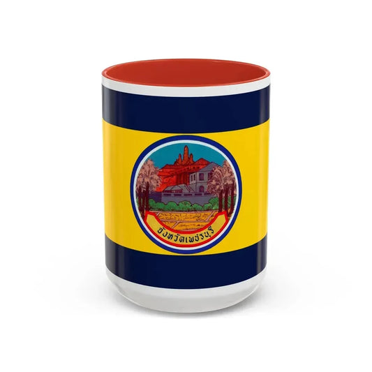 Flag of Petchaburi Province Thailand - Accent Coffee Mug 15oz Red - Go Mug Yourself