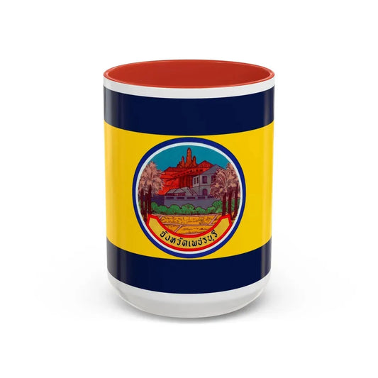 Flag of Petchaburi Province Thailand - Accent Coffee Mug 15oz Red - Go Mug Yourself