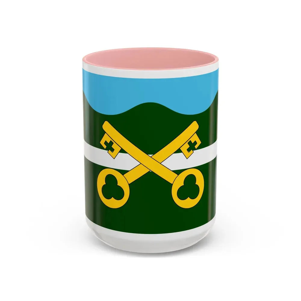 Flag of Petersfield UK - Accent Coffee Mug 15oz Pink - Go Mug Yourself