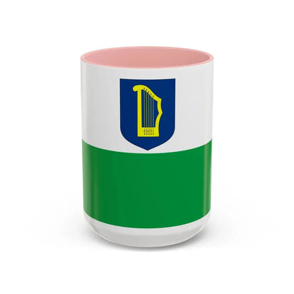 Flag of Petseri County Estonia - Accent Coffee Mug 15oz Pink - Go Mug Yourself