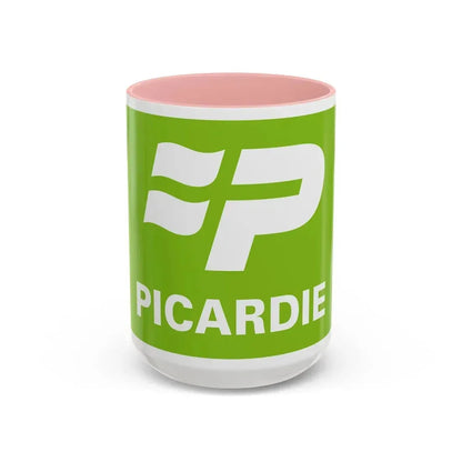 Flag of Picardy France 2 - Accent Coffee Mug 15oz Pink - Go Mug Yourself