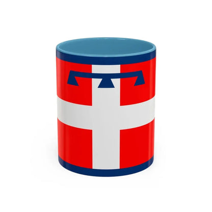 Flag of Piedmont Italy - Accent Coffee Mug 11oz Light Blue - Go Mug Yourself