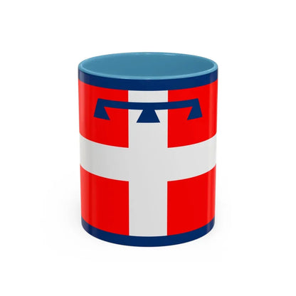 Flag of Piedmont Italy - Accent Coffee Mug 11oz Light Blue - Go Mug Yourself