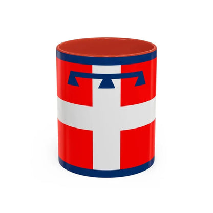 Flag of Piedmont Italy - Accent Coffee Mug 11oz Red - Go Mug Yourself