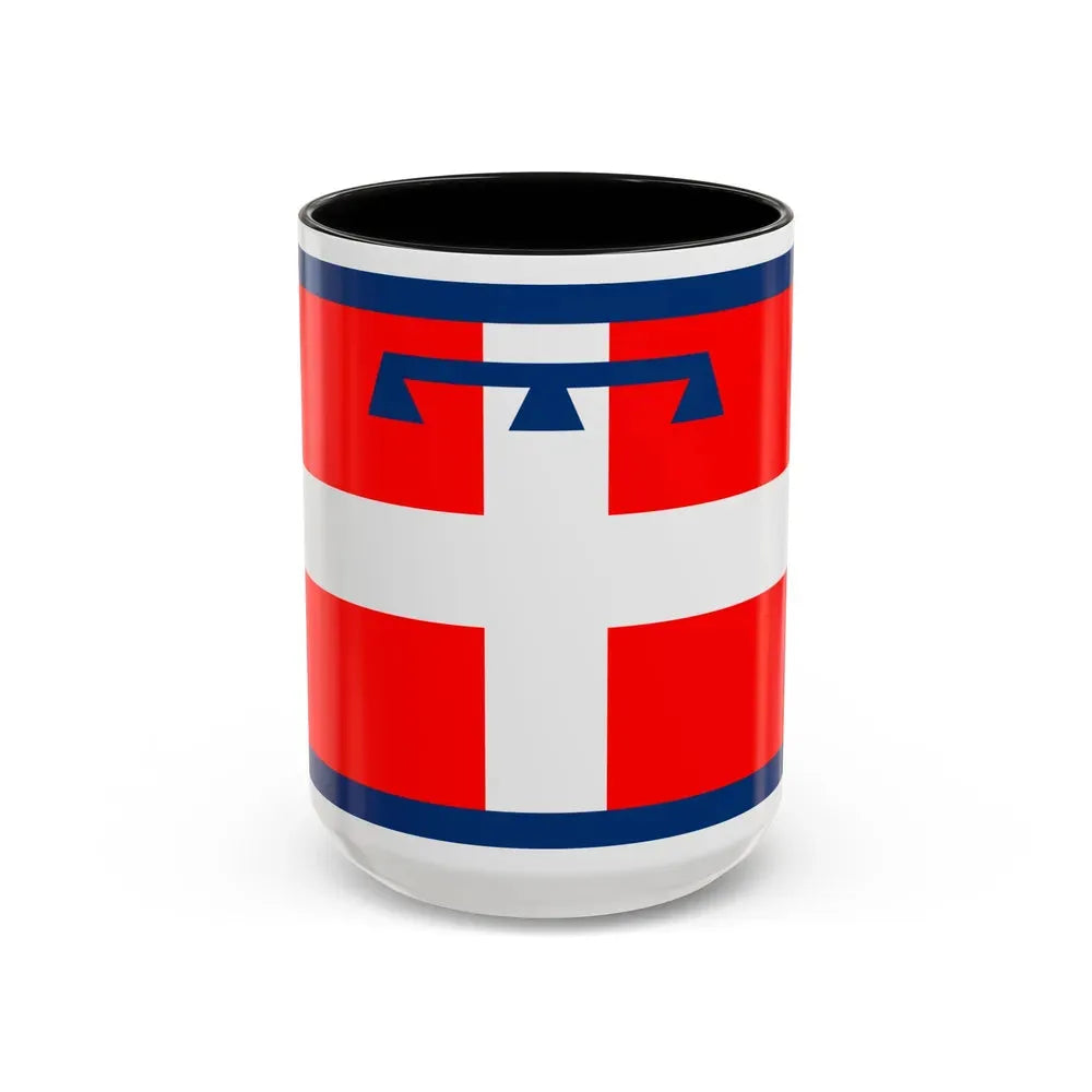 Flag of Piedmont Italy - Accent Coffee Mug 15oz Black - Go Mug Yourself